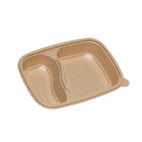 disposable rice husk two campartment lunch box 